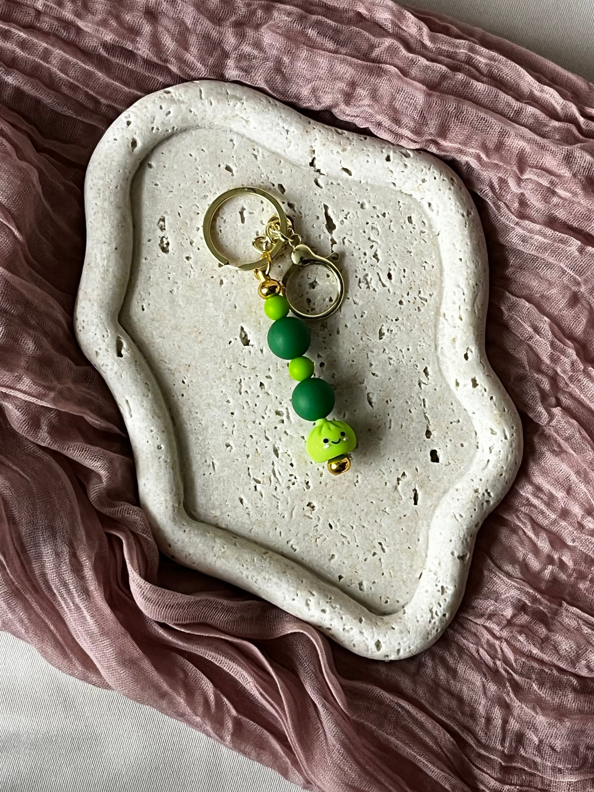 Sleutelhanger dumpling kralen – schattig handgemaakt cadeau