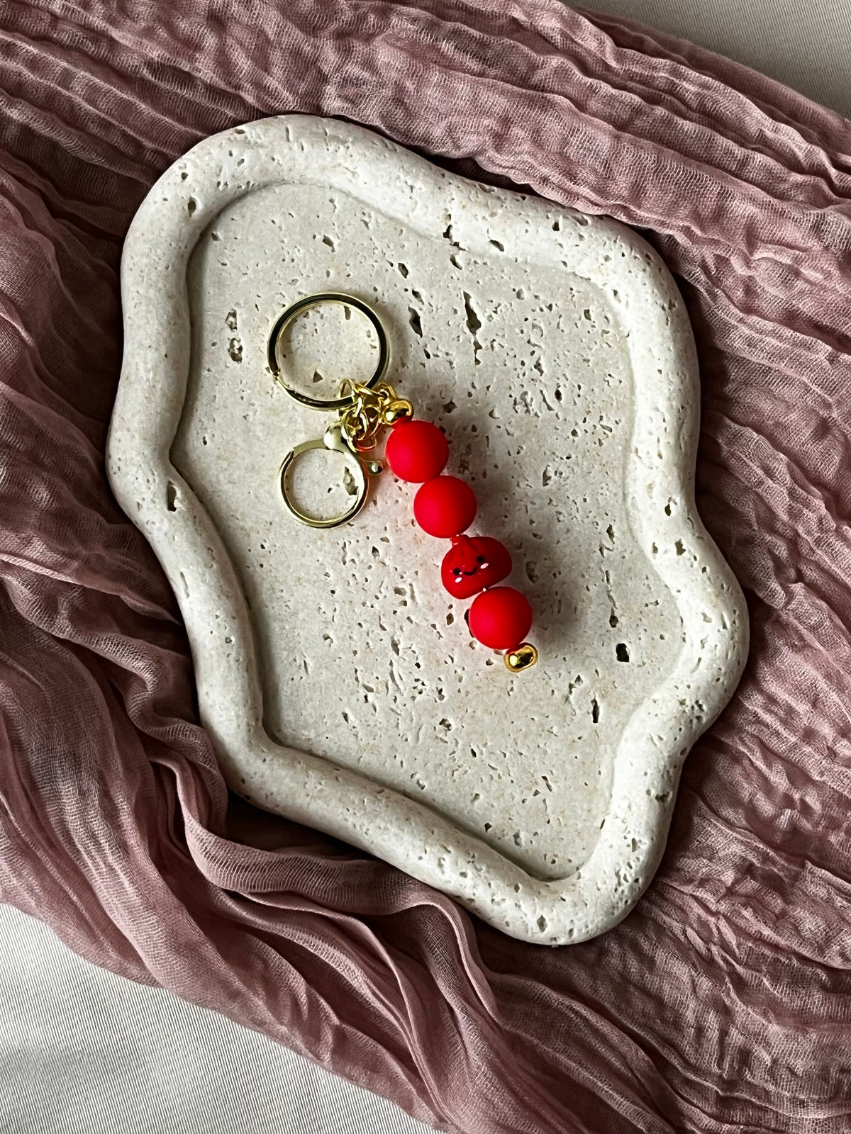 Sleutelhanger dumpling kralen – schattig handgemaakt cadeau