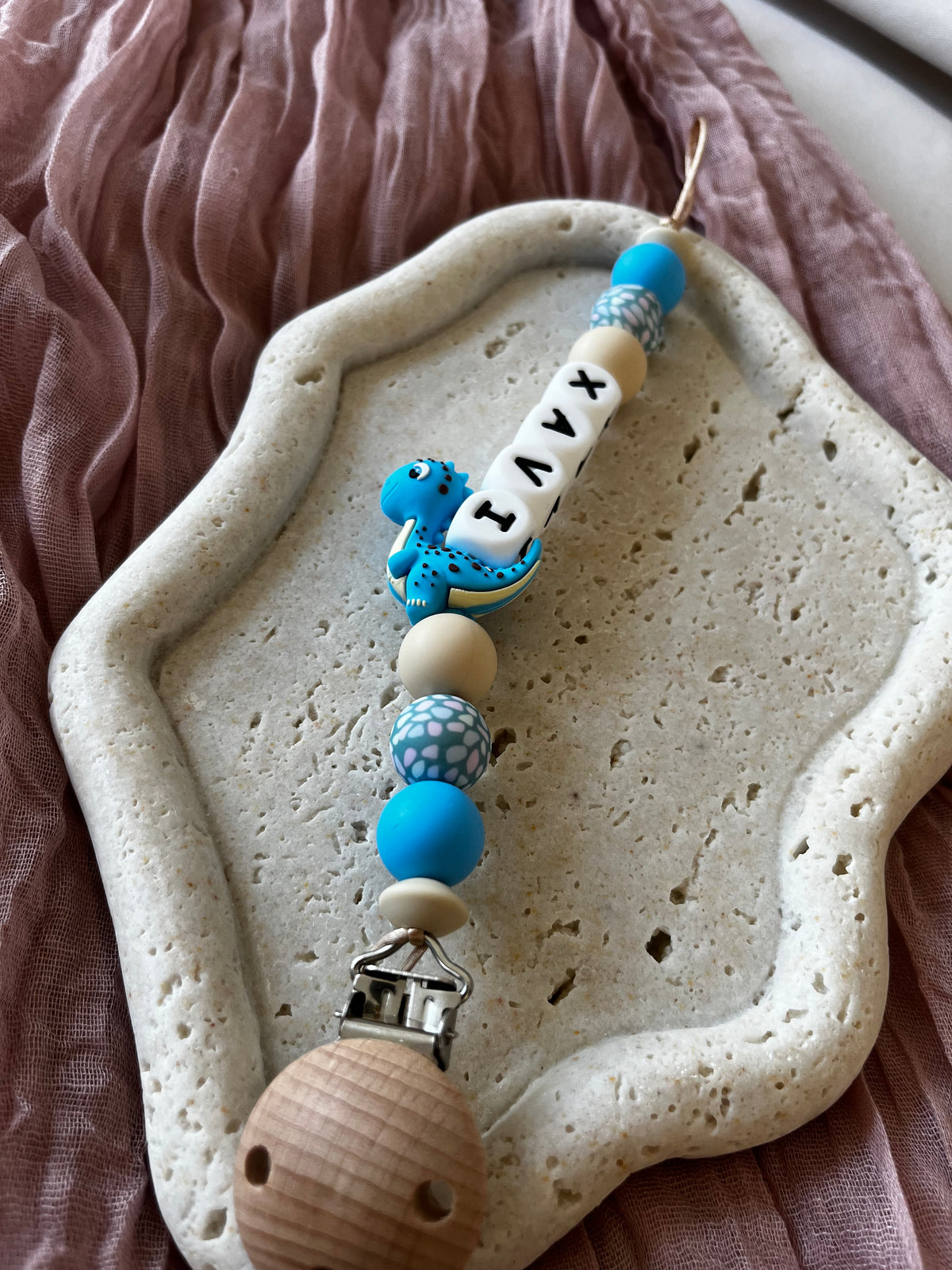 speenkoord blauw dino